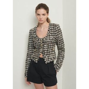 Derek Lam 10 Crosby Jacqueline Crop Tweed Jacket Gold Multi Size 8 NWOT